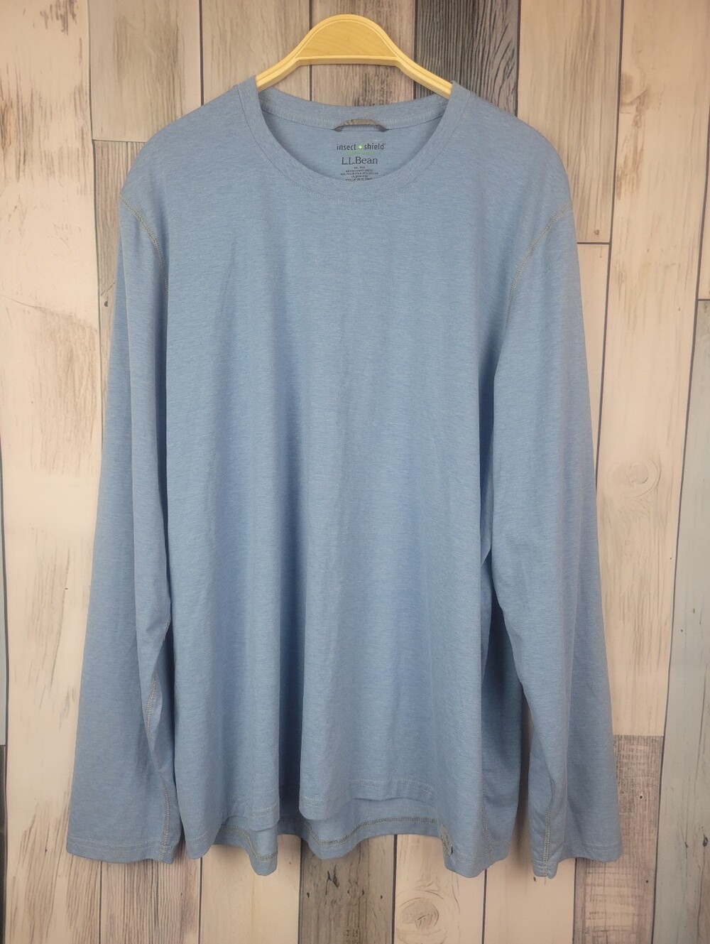LL Bean Insect Shield Blue Long Sleeve Shirt Size XXL Camping Garden Hiking